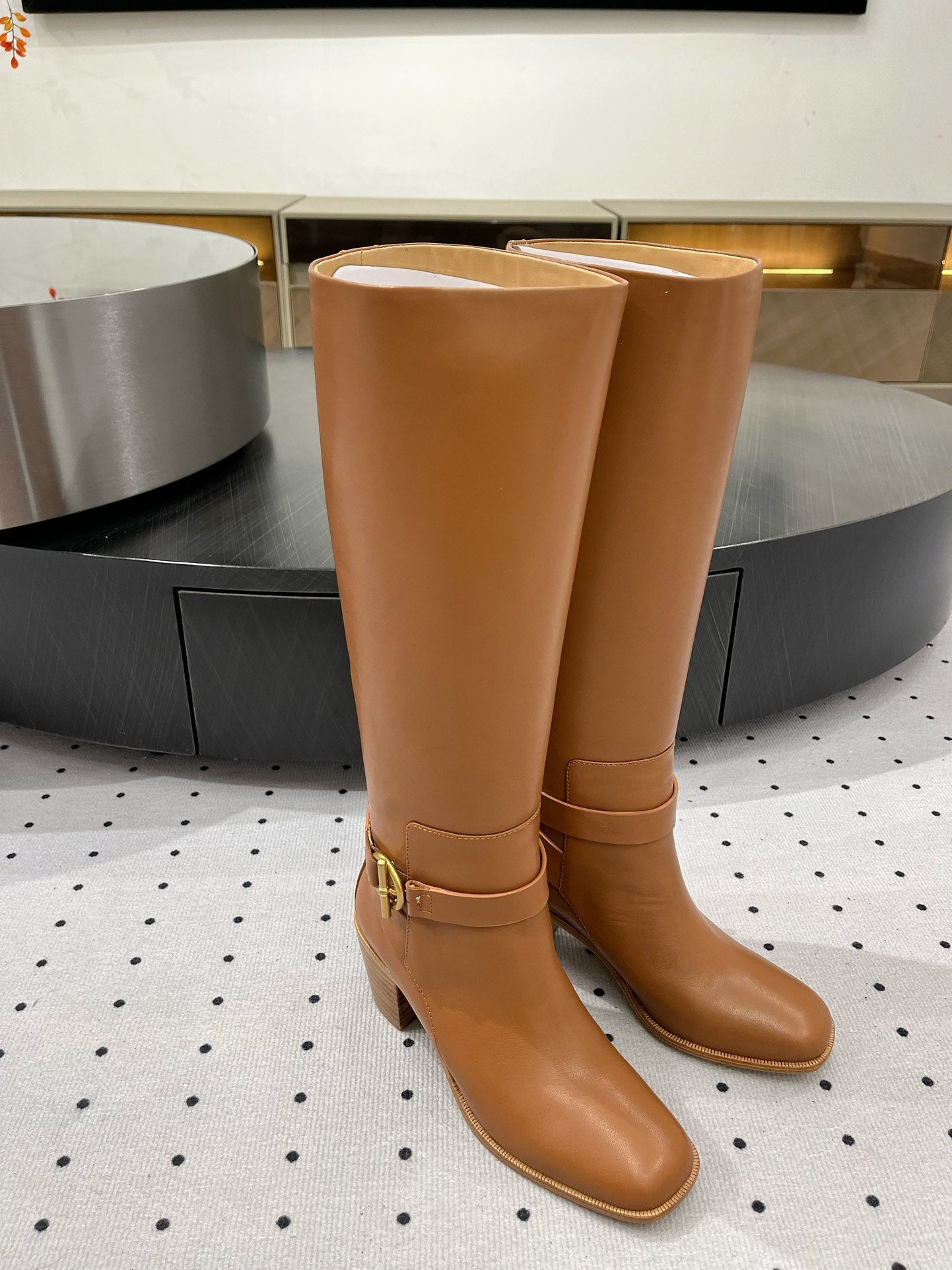 JUSTINE BOOT 6 CM IN BRONZE BROWN CALFSKIN - 35