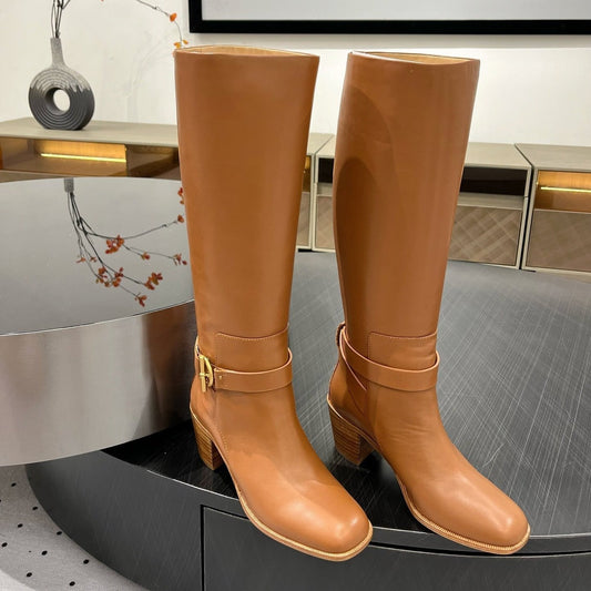 JUSTINE BOOT 6 CM IN BRONZE BROWN CALFSKIN - 35