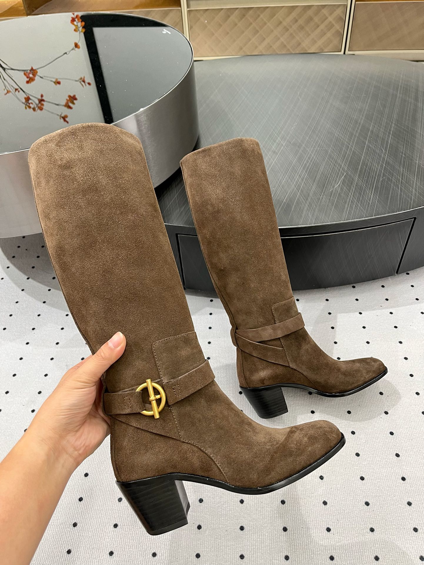 JUSTINE BOOT 6 CM IN CHOCOLATE BROWN SUEDE - 35