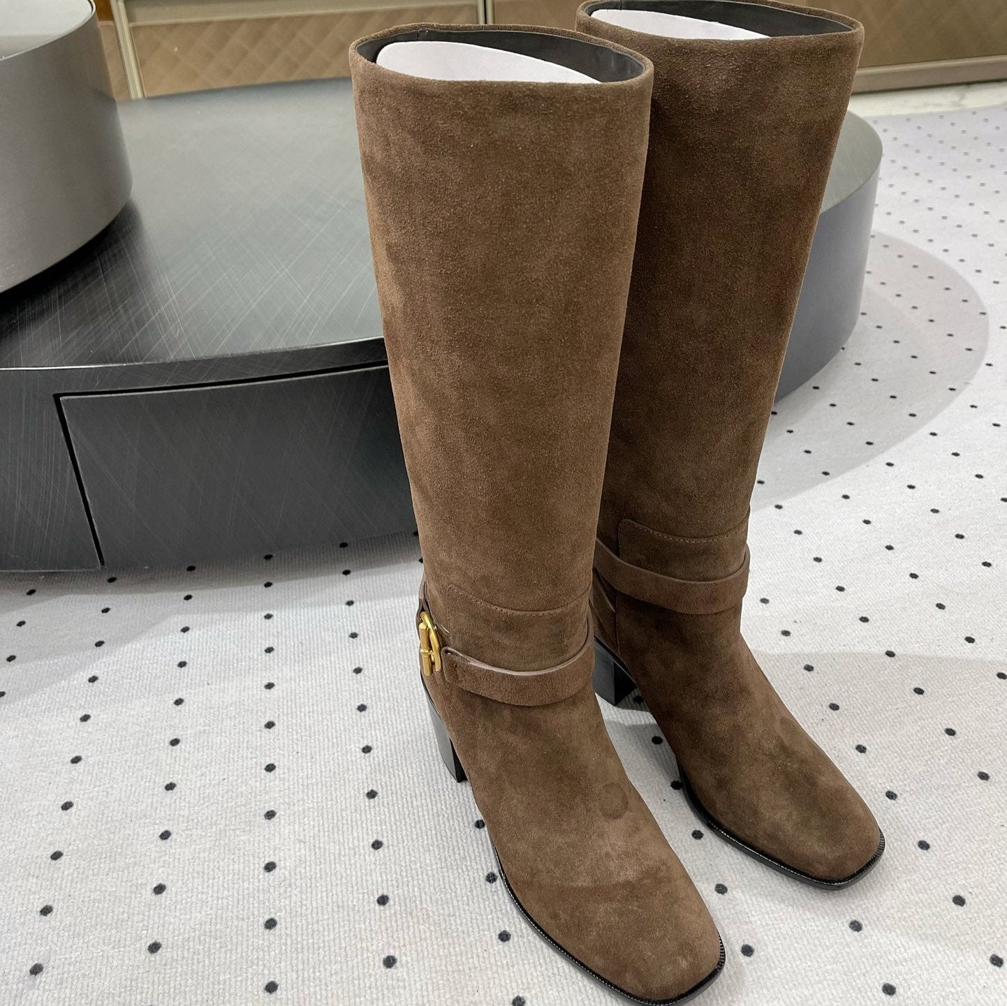JUSTINE BOOT 6 CM IN CHOCOLATE BROWN SUEDE - 35