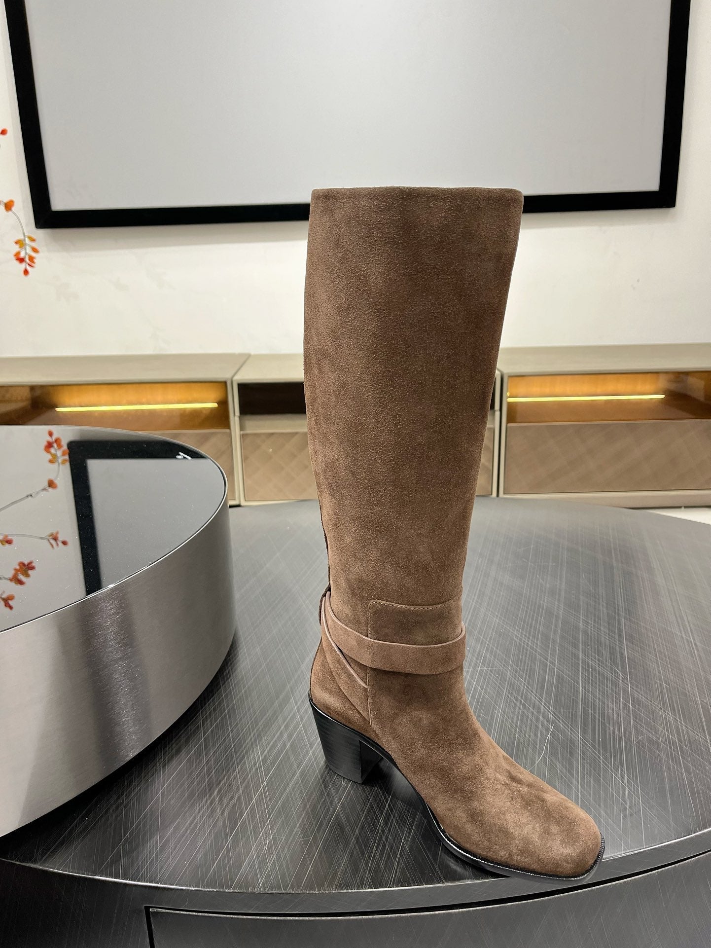JUSTINE BOOT 6 CM IN CHOCOLATE BROWN SUEDE - 35