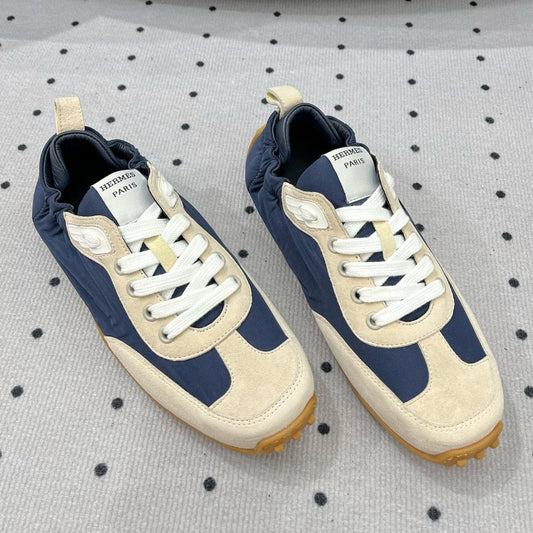 TRAIL SNEAKER IN IVORY TAN MIX SPACE BLUE SUEDE - 35