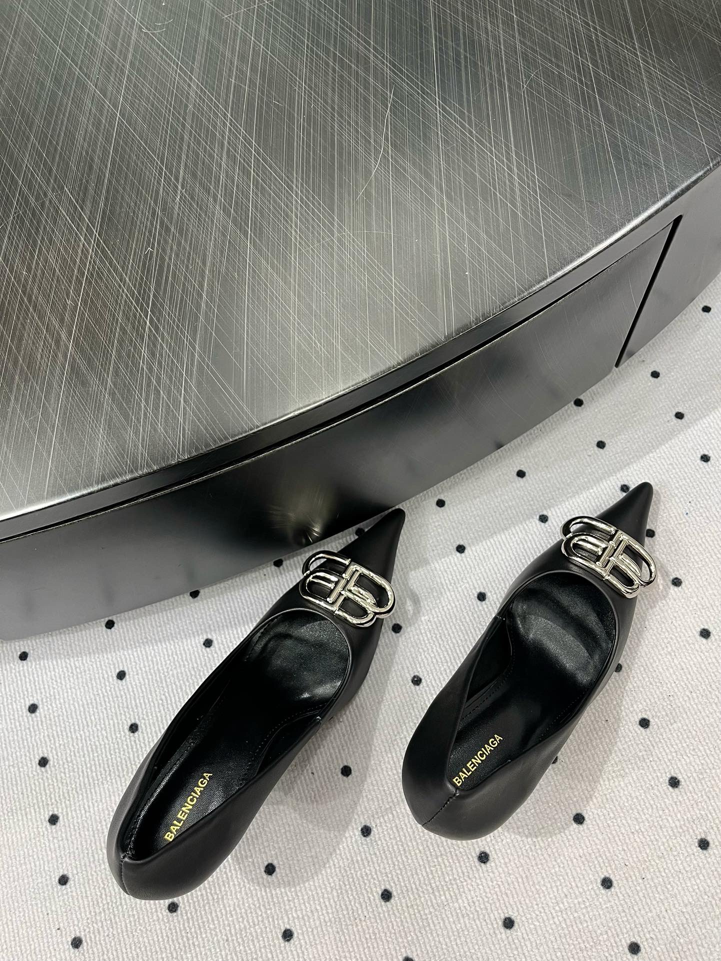 HEELED PUMPS 65 MM IN BLACK SMOOTH LAMBSKIN SILVER HARDWARE - 35