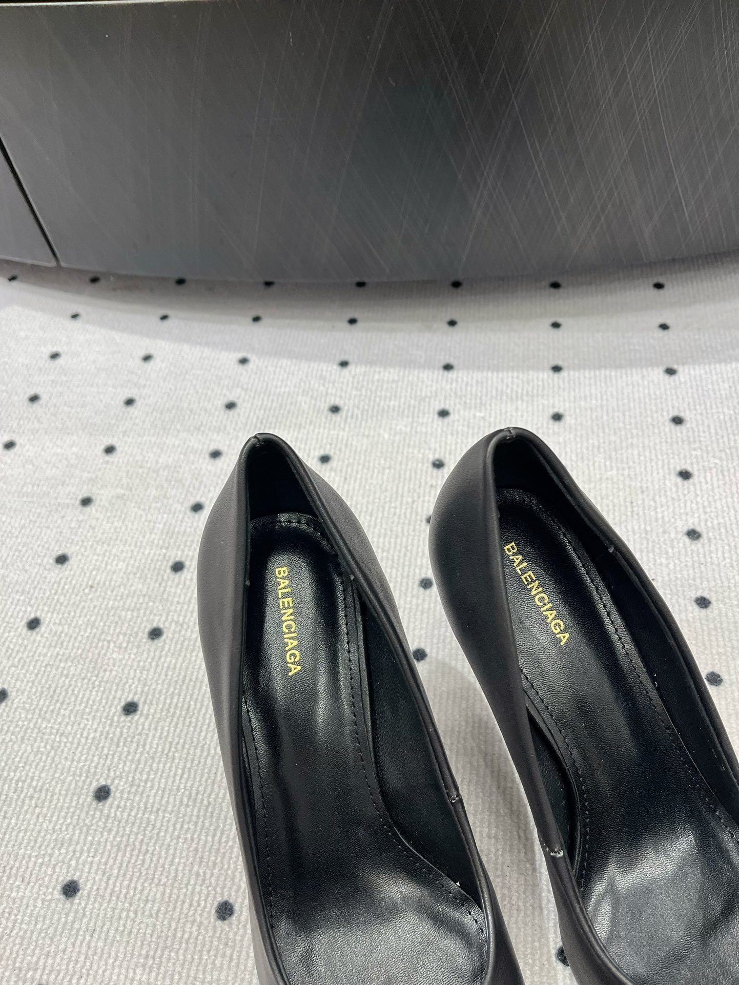 HEELED PUMPS 65 MM IN BLACK SMOOTH LAMBSKIN SILVER HARDWARE - 35