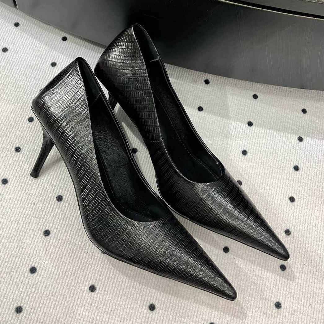 CLASSIC PUMPS 65MM IN BLACK LIZARD PATTERN CALFSKIN - 35