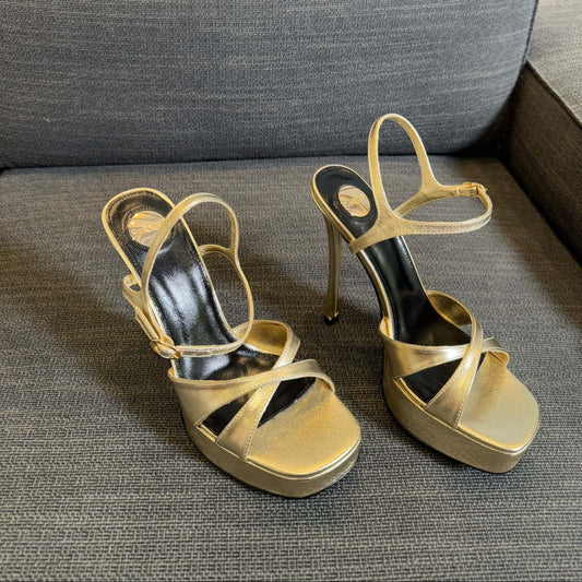 DEBBIE PLATFORM SANDALS IN GOLD METALLIC SMOOTH LAMBSKIN - 35