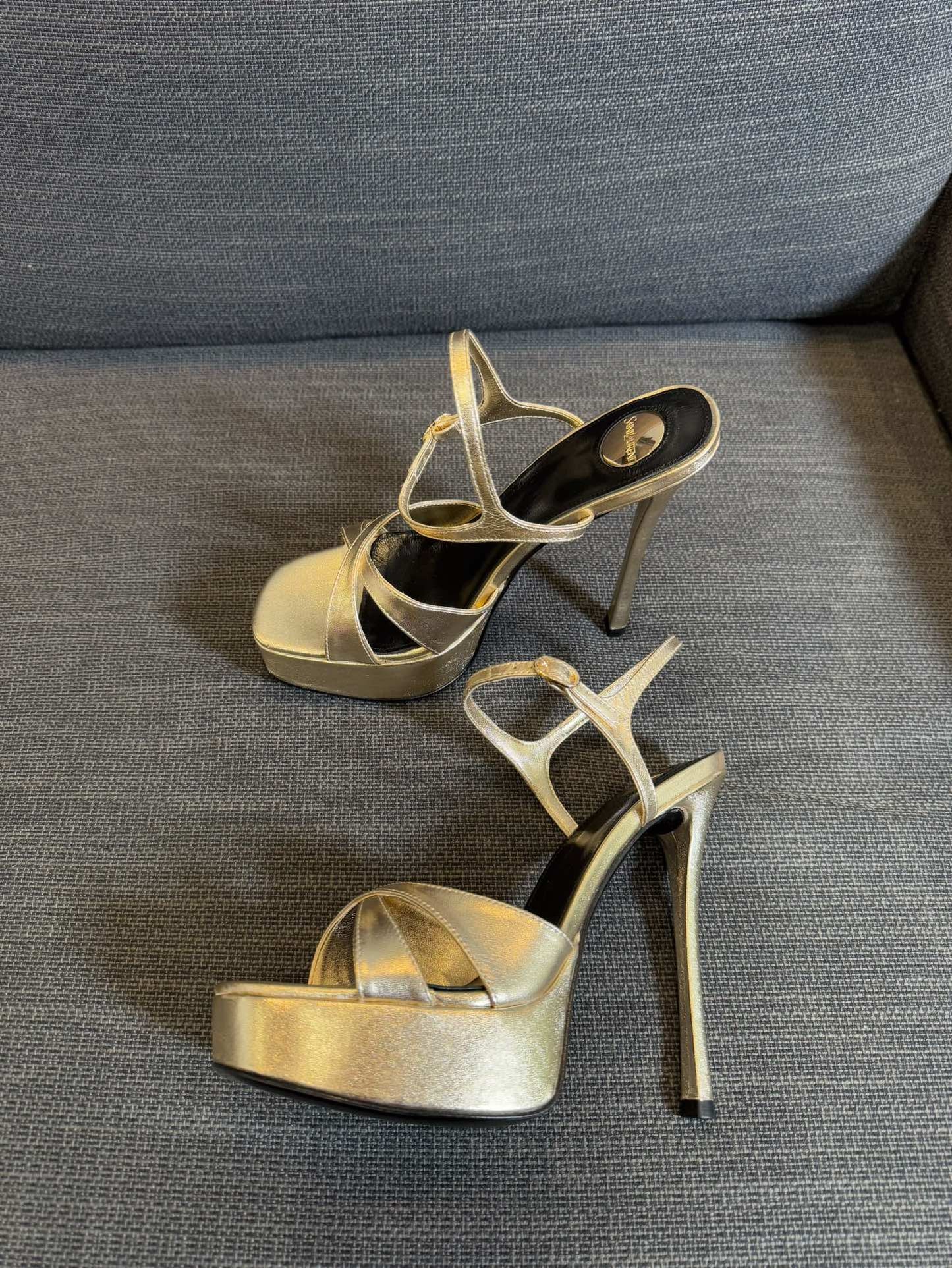 DEBBIE PLATFORM SANDALS IN GOLD METALLIC SMOOTH LAMBSKIN - 35