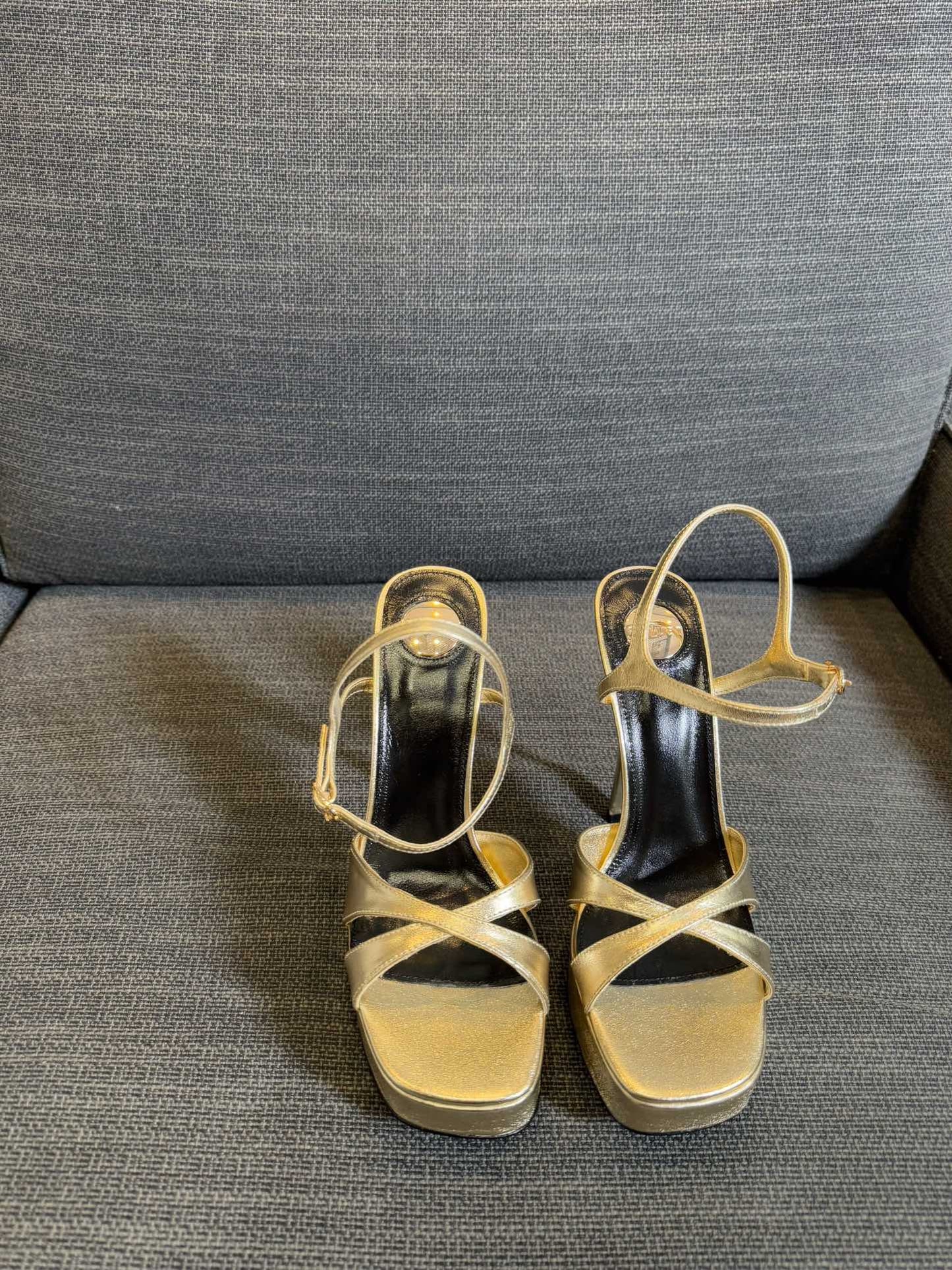 DEBBIE PLATFORM SANDALS IN GOLD METALLIC SMOOTH LAMBSKIN - 35