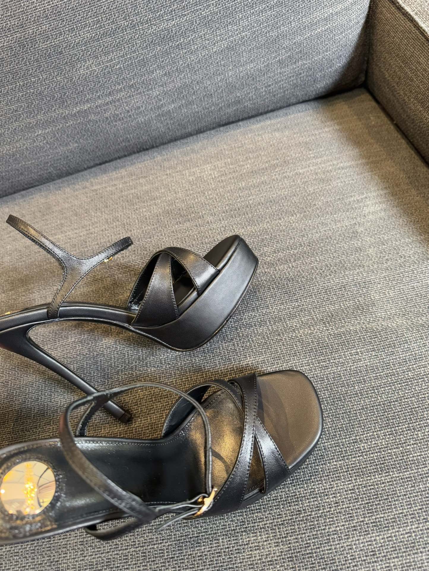 DEBBIE PLATFORM SANDALS IN BLACK SMOOTH LAMBSKIN - 35