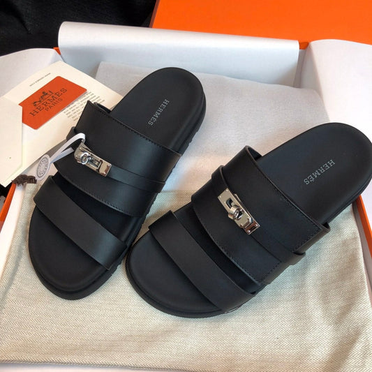 GABRIEL SANDAL MULE IN BLACK CALFSKIN - 34