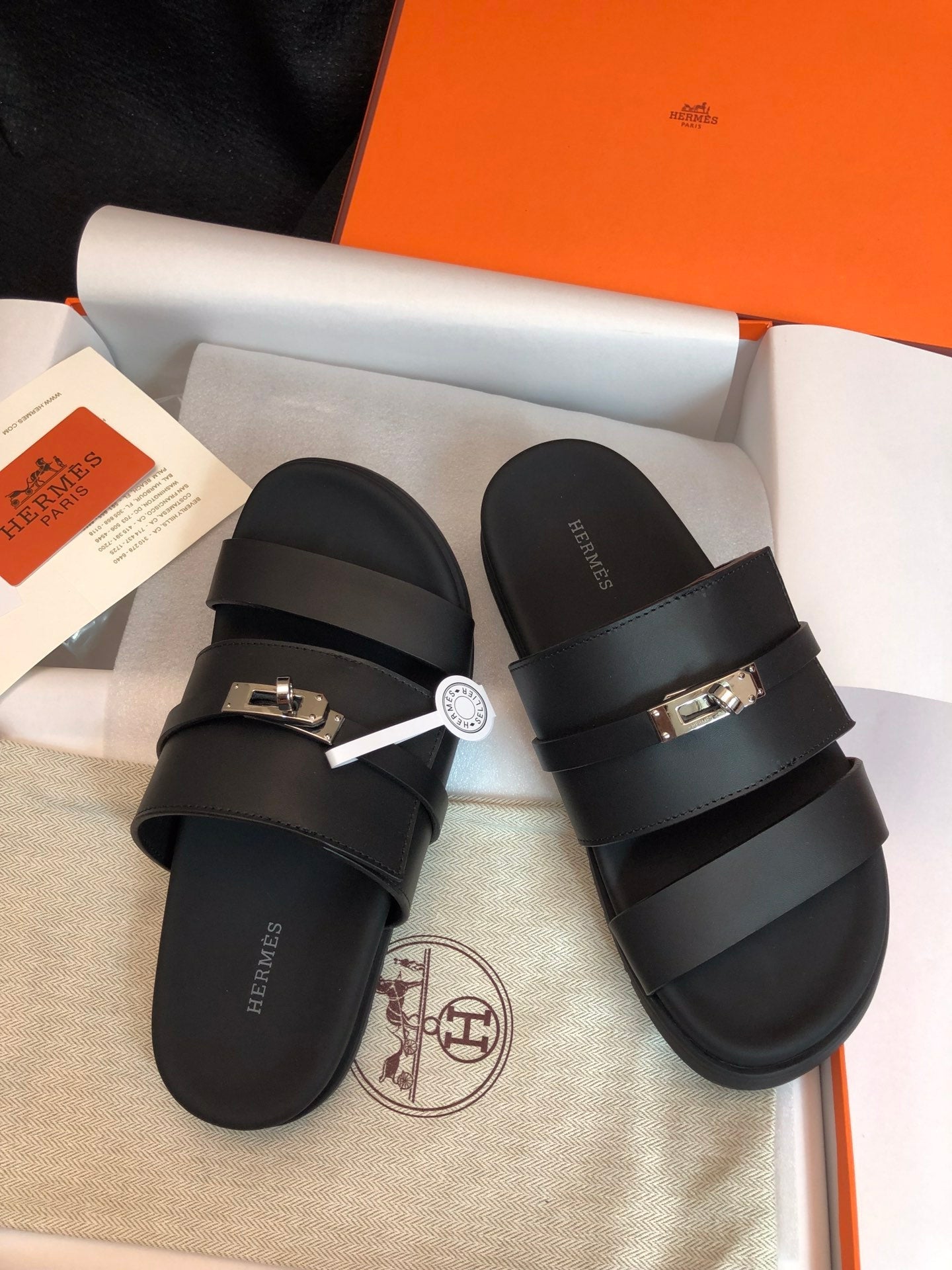 GABRIEL SANDAL MULE IN BLACK CALFSKIN - 34