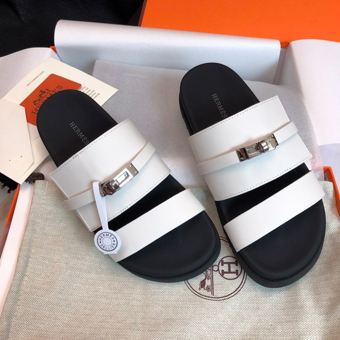 GABRIEL SANDAL MULE IN WHITE CALFSKIN - 34