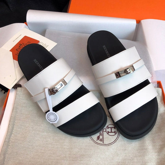 GABRIEL SANDAL MULE IN WHITE CALFSKIN - 34