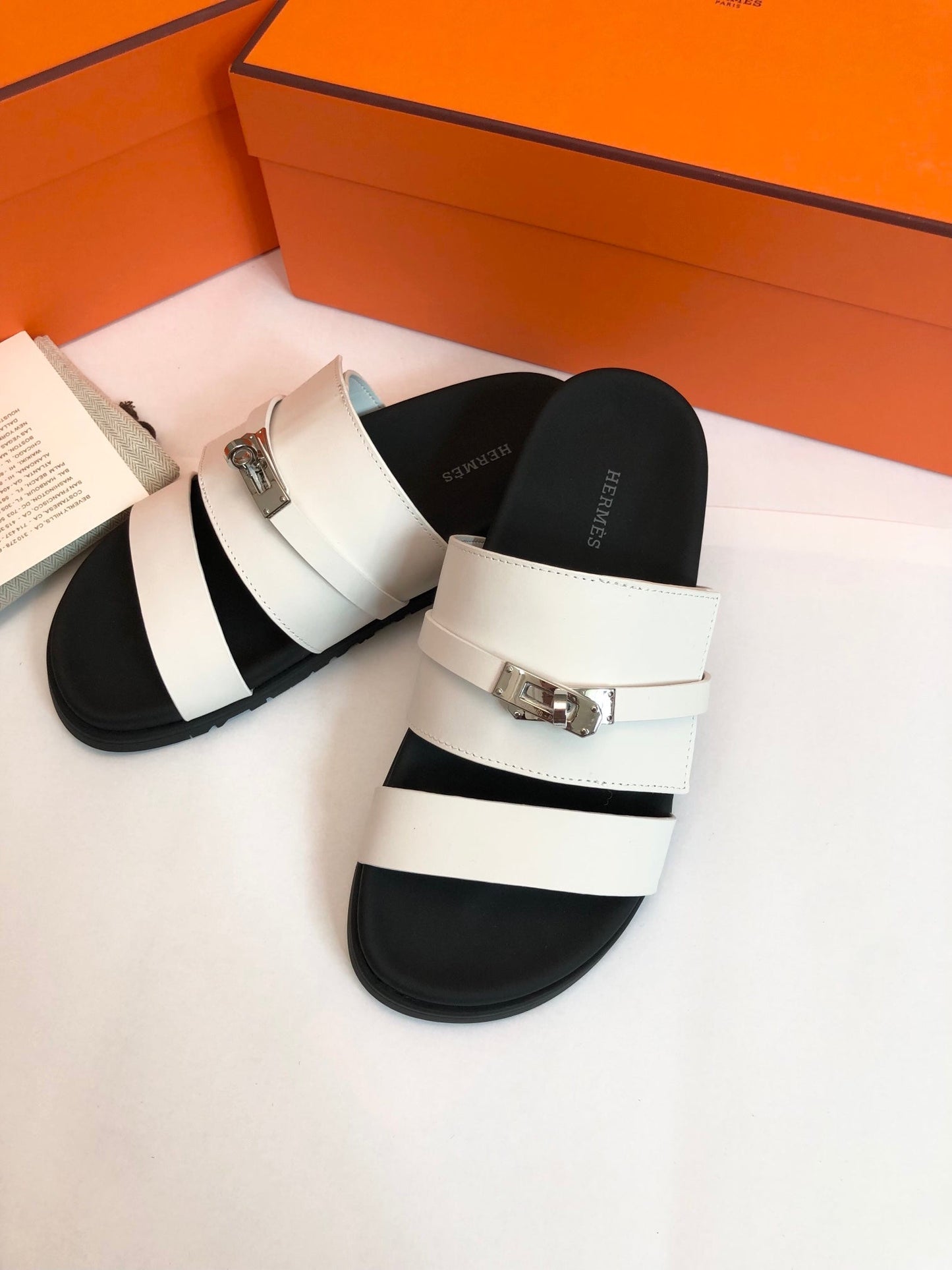 GABRIEL SANDAL MULE IN WHITE CALFSKIN - 34