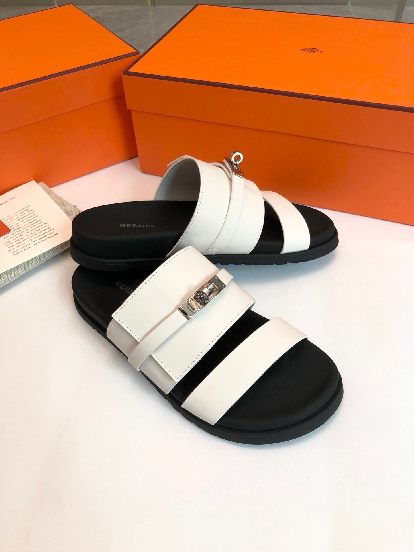 GABRIEL SANDAL MULE IN WHITE CALFSKIN - 34
