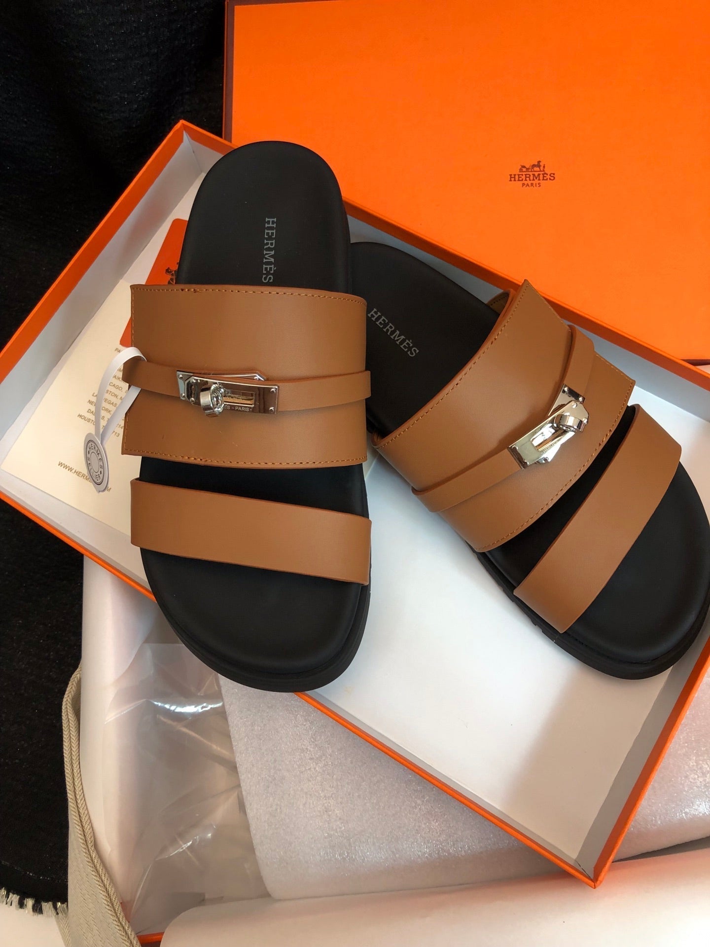 GABRIEL SANDAL MULE IN BRONZE BROWN CALFSKIN - 34