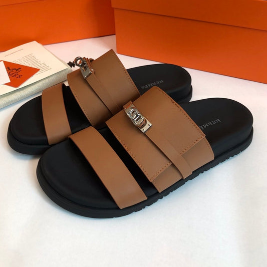 GABRIEL SANDAL MULE IN BRONZE BROWN CALFSKIN - 34