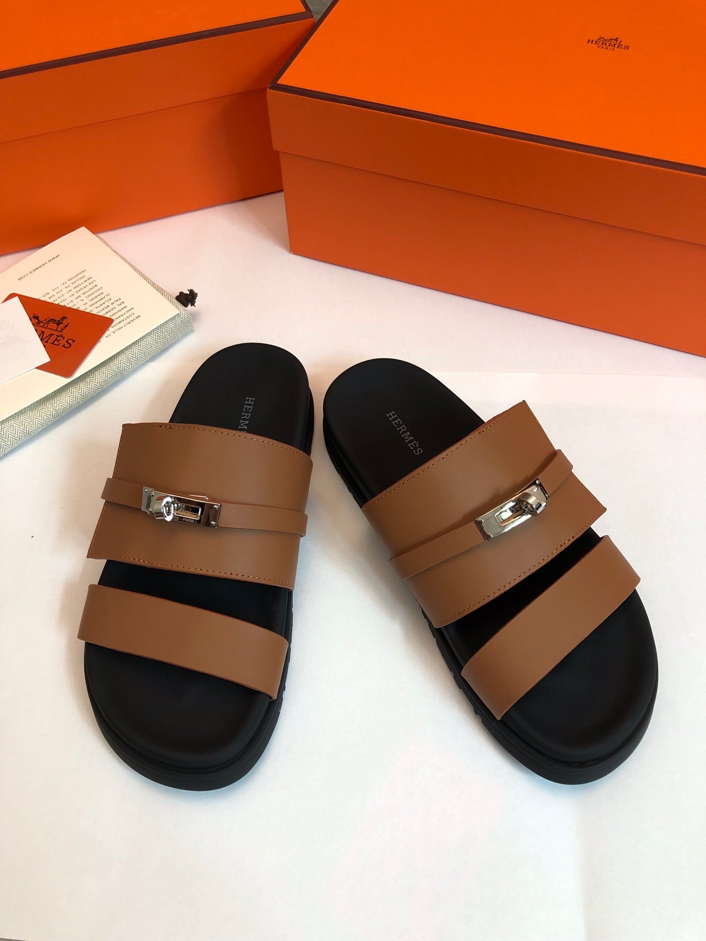 GABRIEL SANDAL MULE IN BRONZE BROWN CALFSKIN - 34