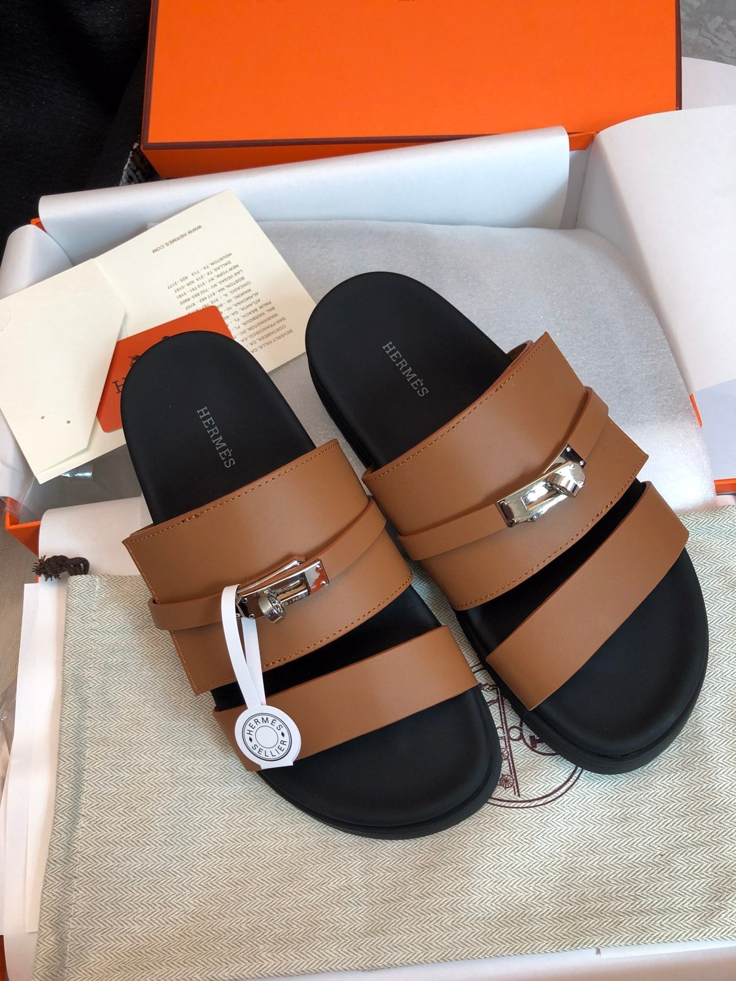 GABRIEL SANDAL MULE IN BRONZE BROWN CALFSKIN - 34