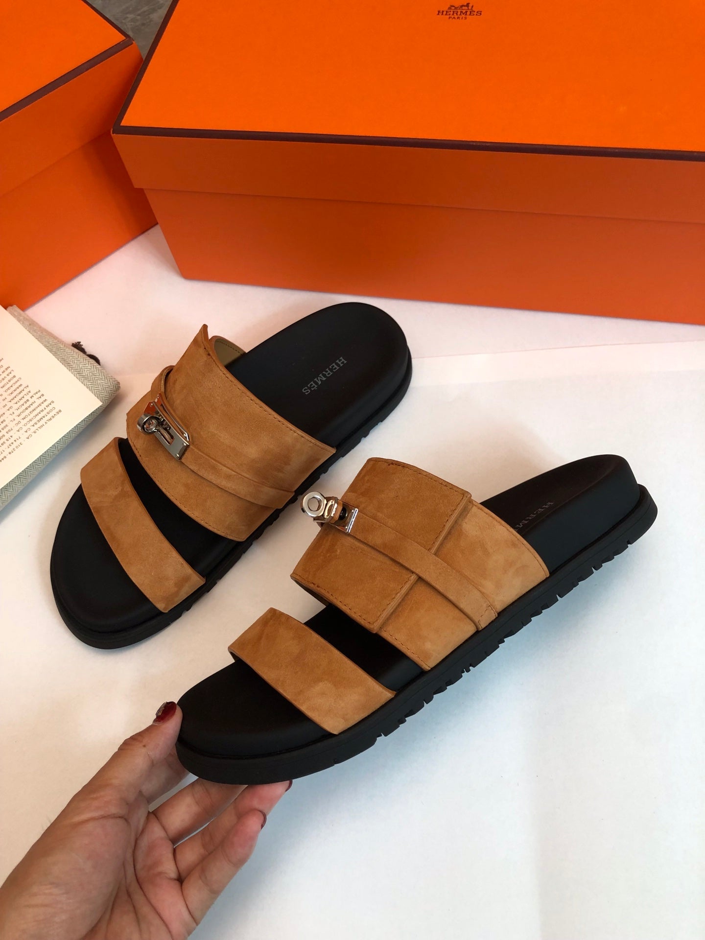 GABRIEL SANDAL MULE IN BRONZE BROWN SUEDE - 34