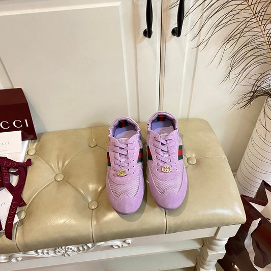 КРОСІВКИ GUCCI 26S ЗІ СВІТЛО-ФІОЛЕТОВОЇ ЗАМШІ ТА СІТЧАСТОЇ ТКАНИНИ