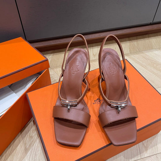 GLAMOUR 75 SANDAL CHOCOLATE CALFSKIN - 35