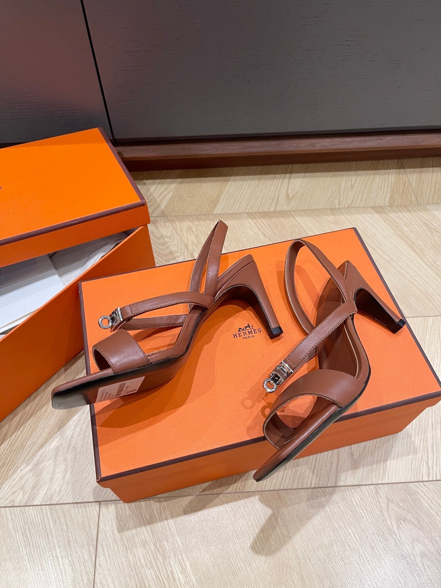 GLAMOUR 75 SANDAL CHOCOLATE CALFSKIN - 35