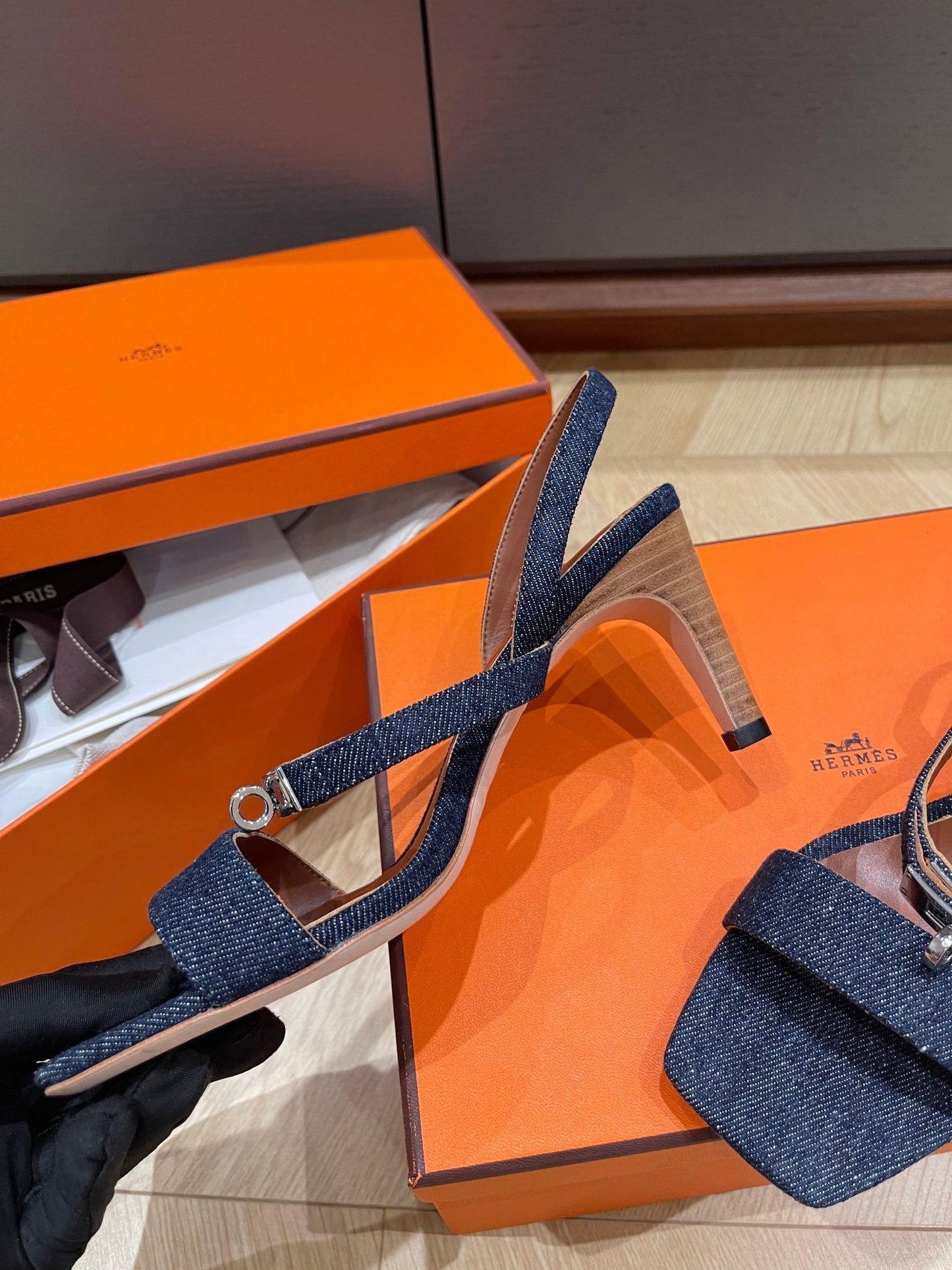 GLAMOUR 75 SANDAL DENIM CALFSKIN - 35
