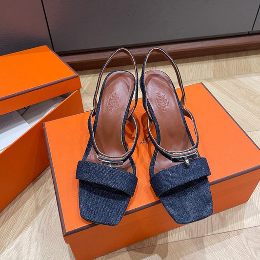 GLAMOUR 75 SANDAL DENIM CALFSKIN - 35