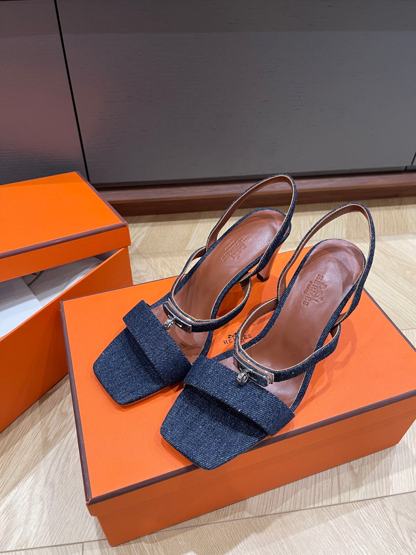 GLAMOUR 75 SANDAL DENIM CALFSKIN - 35