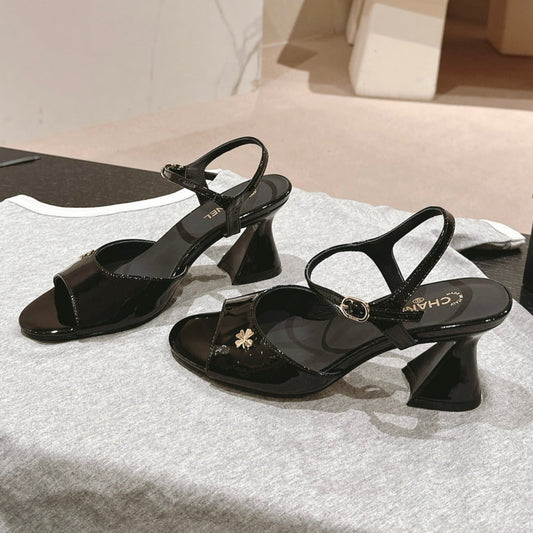 HIGH HEELS SANDAL IN BLACK LAMBSKIN - 35