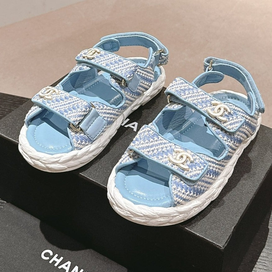 CC DAD SANDALS IN LIGHT BLUE CALFSKIN - 34