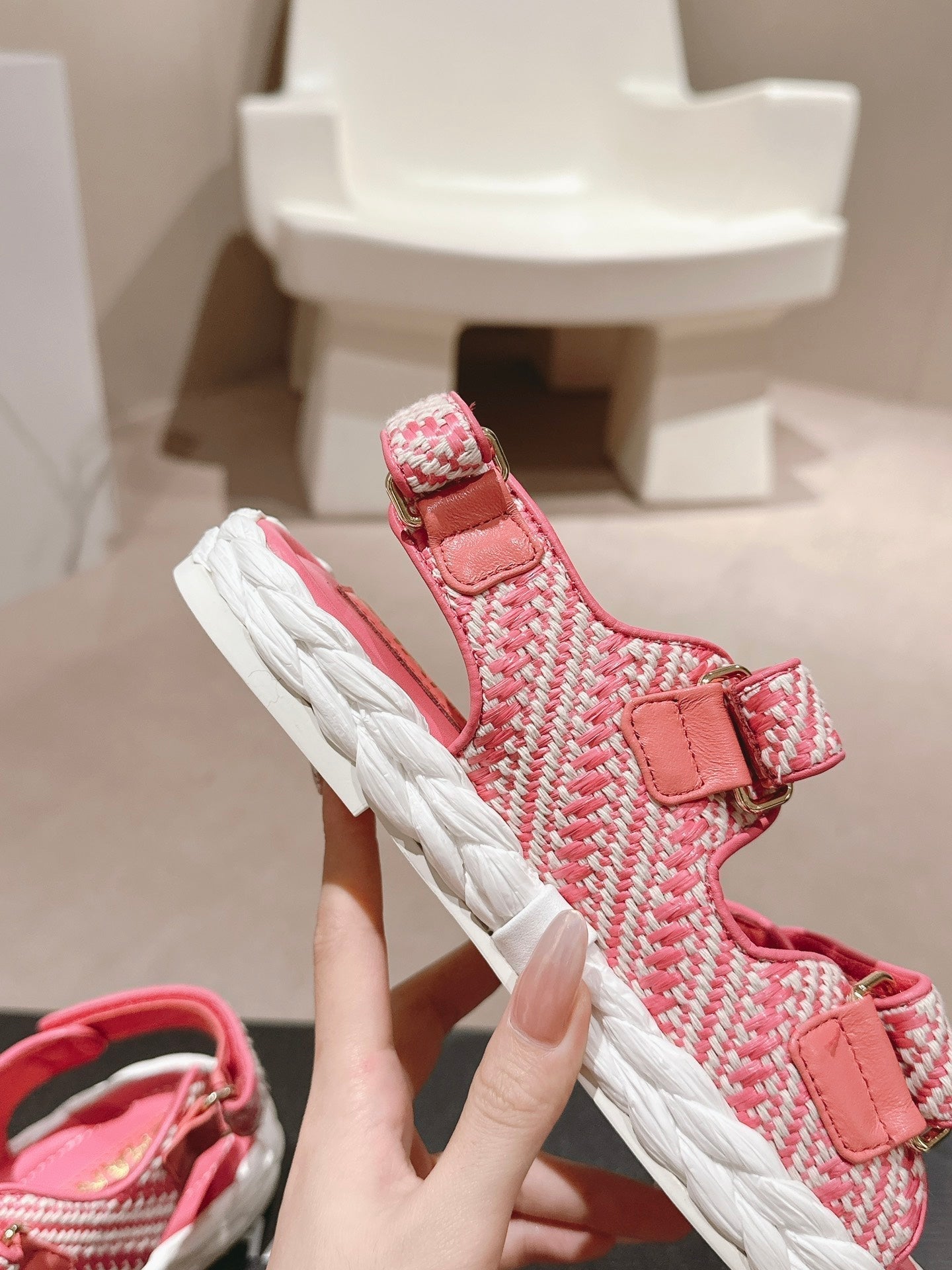 CC DAD SANDALS IN BLUSH PINK CALFSKIN - 34
