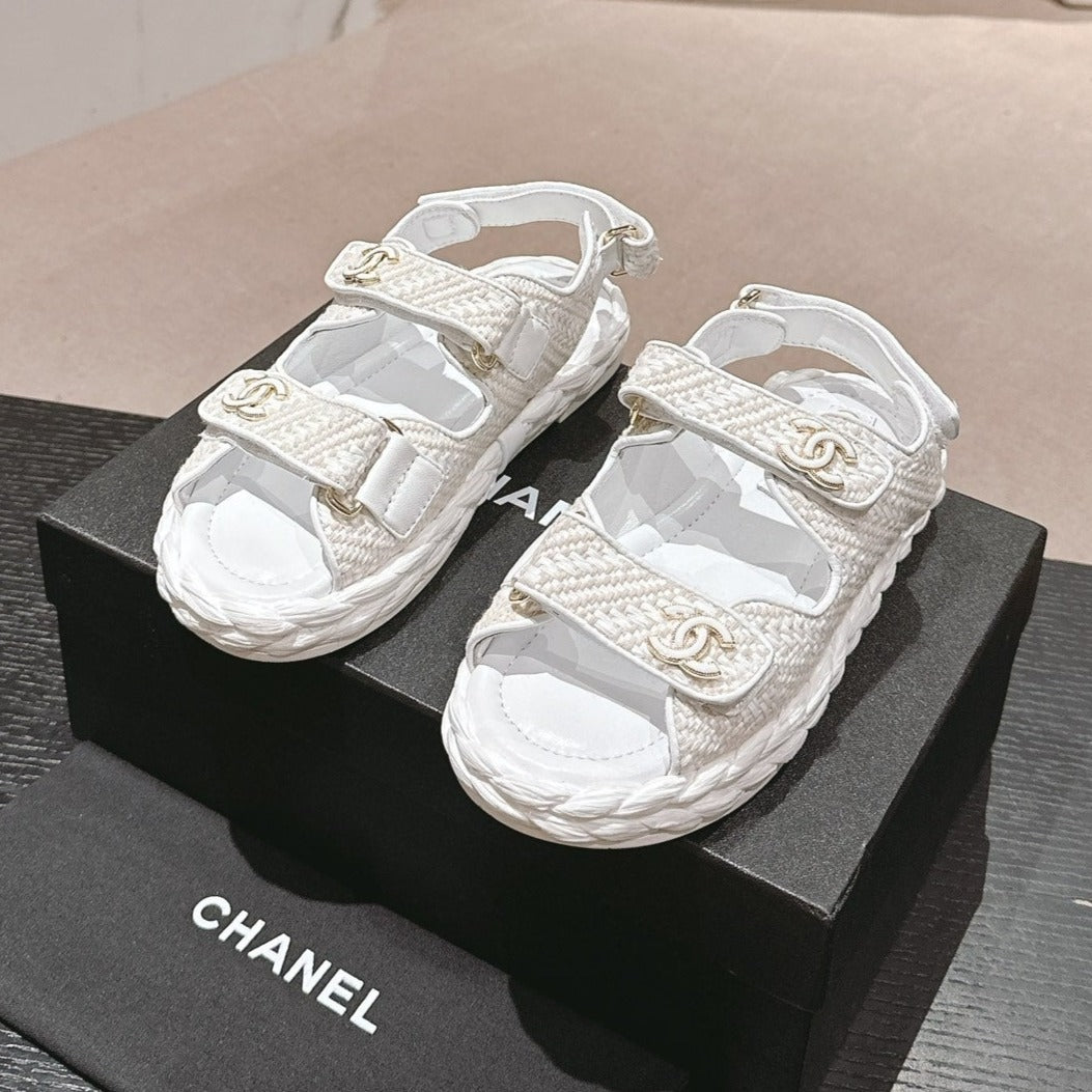 CC DAD SANDALS IN WHITE CALFSKIN - 34