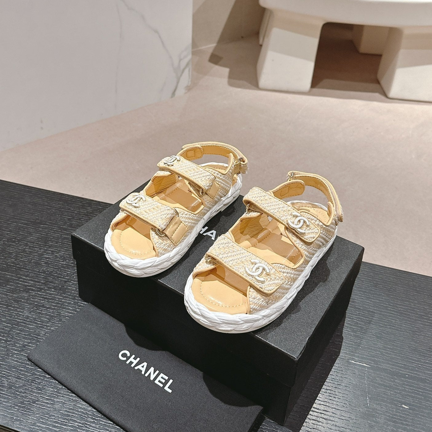CC DAD SANDALS IN LIGHT YELLOW CALFSKIN - 34