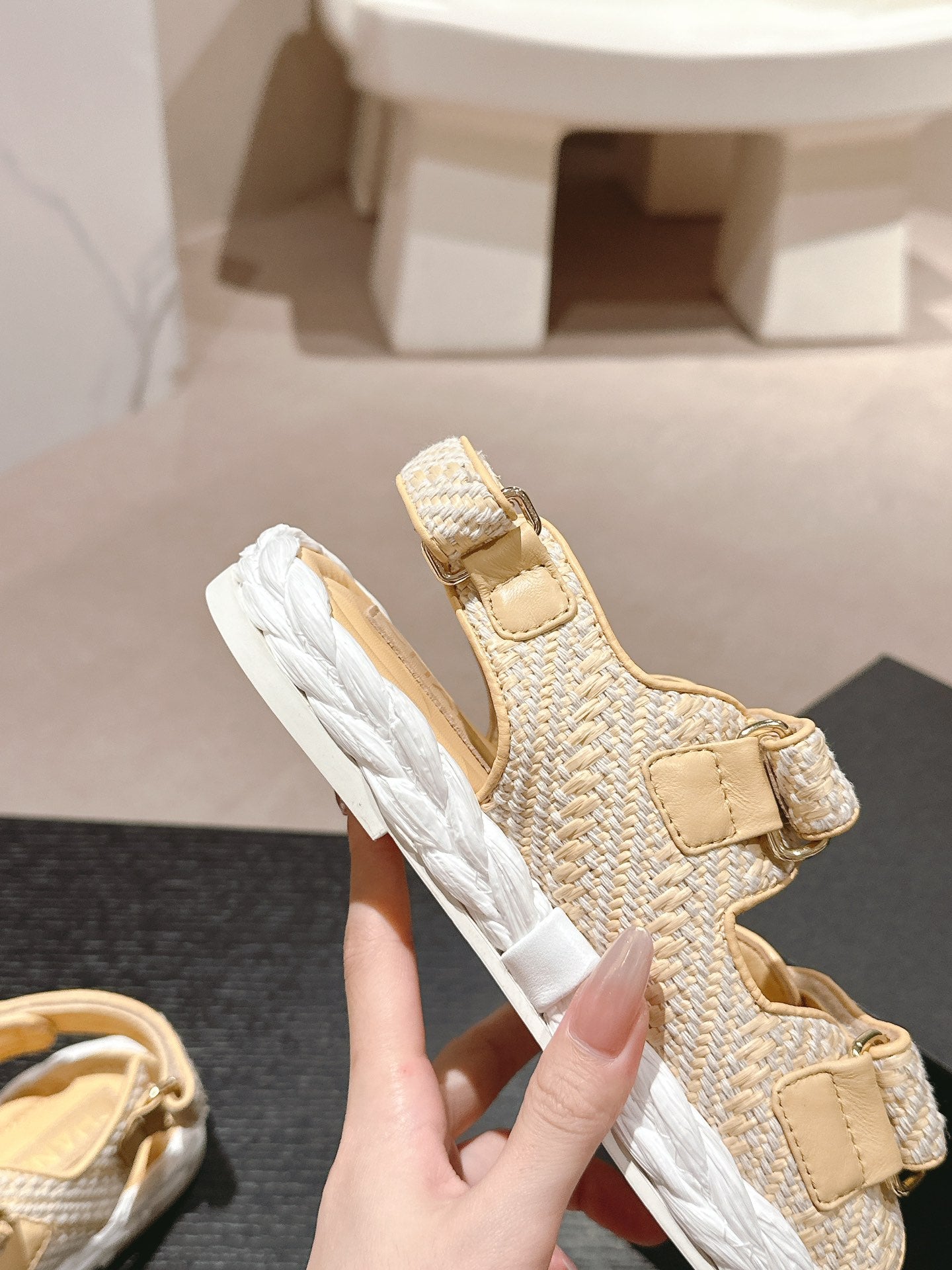 CC DAD SANDALS IN LIGHT YELLOW CALFSKIN - 34