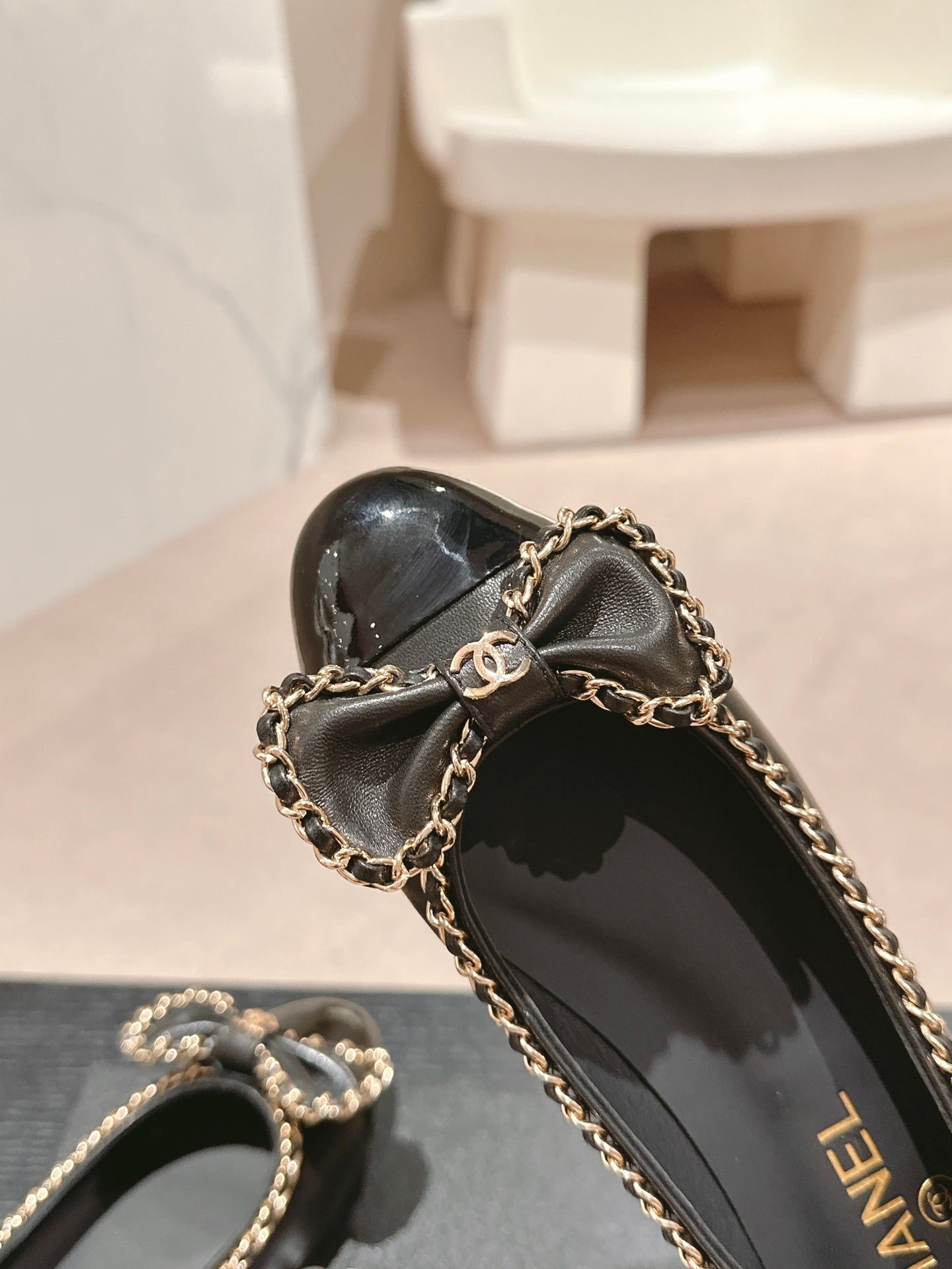 BOWKNOT BALLET FLAT IN BLACK SHEEPSKIN - 34