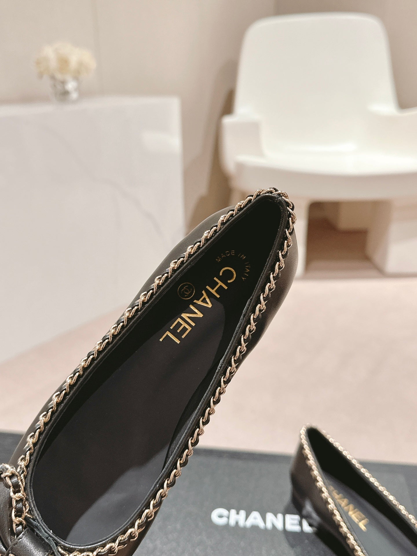 BOWKNOT BALLET FLAT IN BLACK SHEEPSKIN - 34