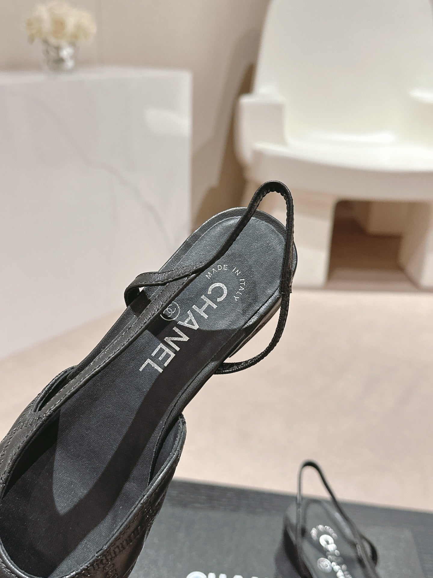 SLINGBACKS IN BLACK LAMBSKIN AND SATIN - 34