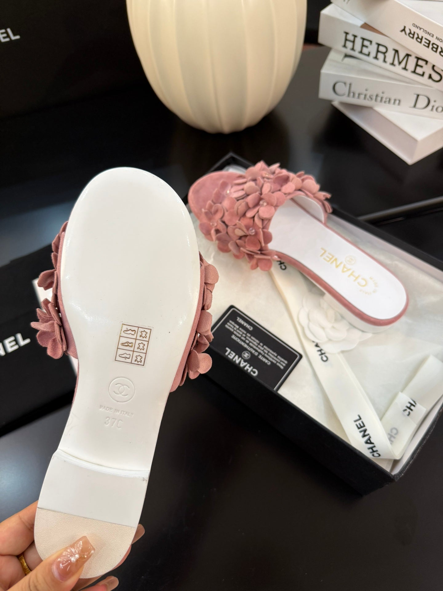 FLAT MULE 15 MM IN PEACH PINK SUEDE - 34