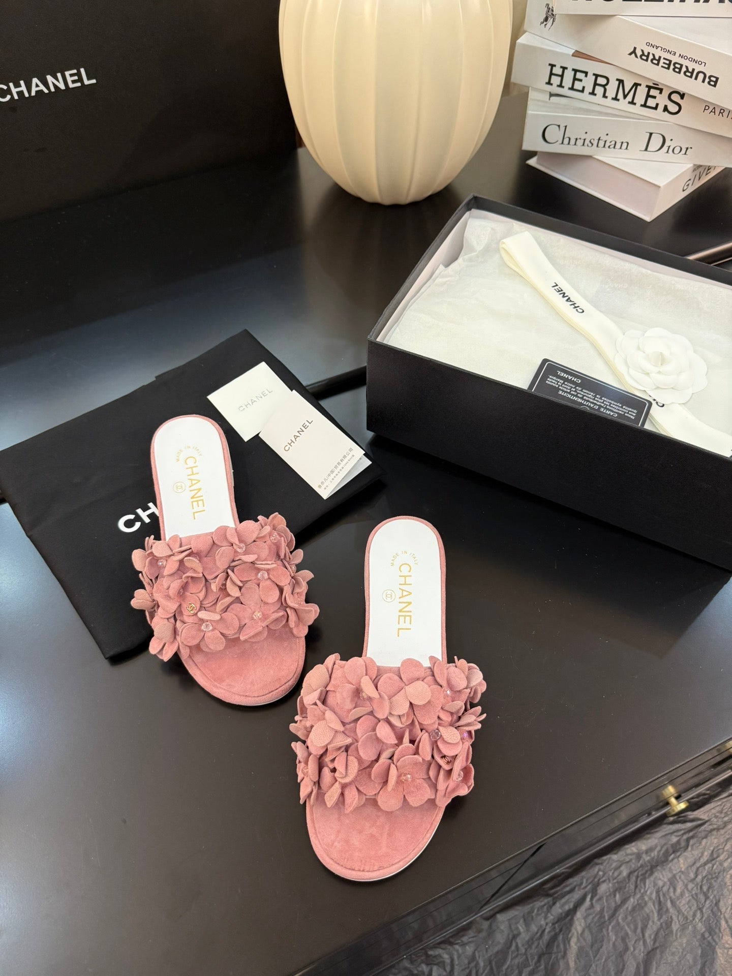 FLAT MULE 15 MM IN PEACH PINK SUEDE - 34