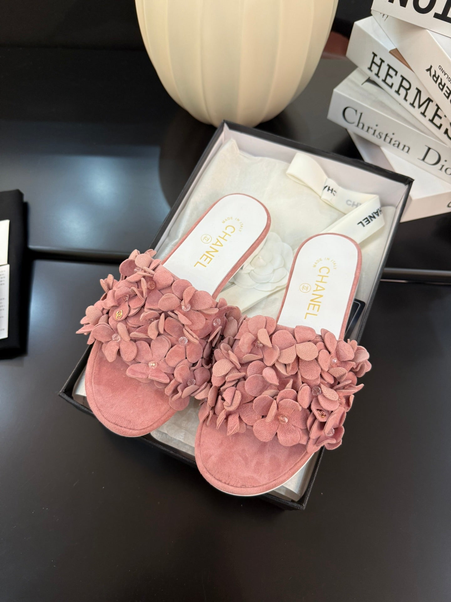 FLAT MULE 15 MM IN PEACH PINK SUEDE - 34