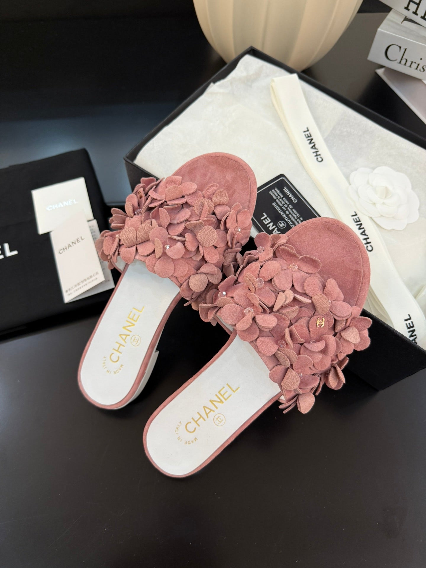 FLAT MULE 15 MM IN PEACH PINK SUEDE - 34