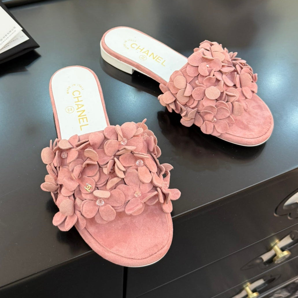 FLAT MULE 15 MM IN PEACH PINK SUEDE - 34