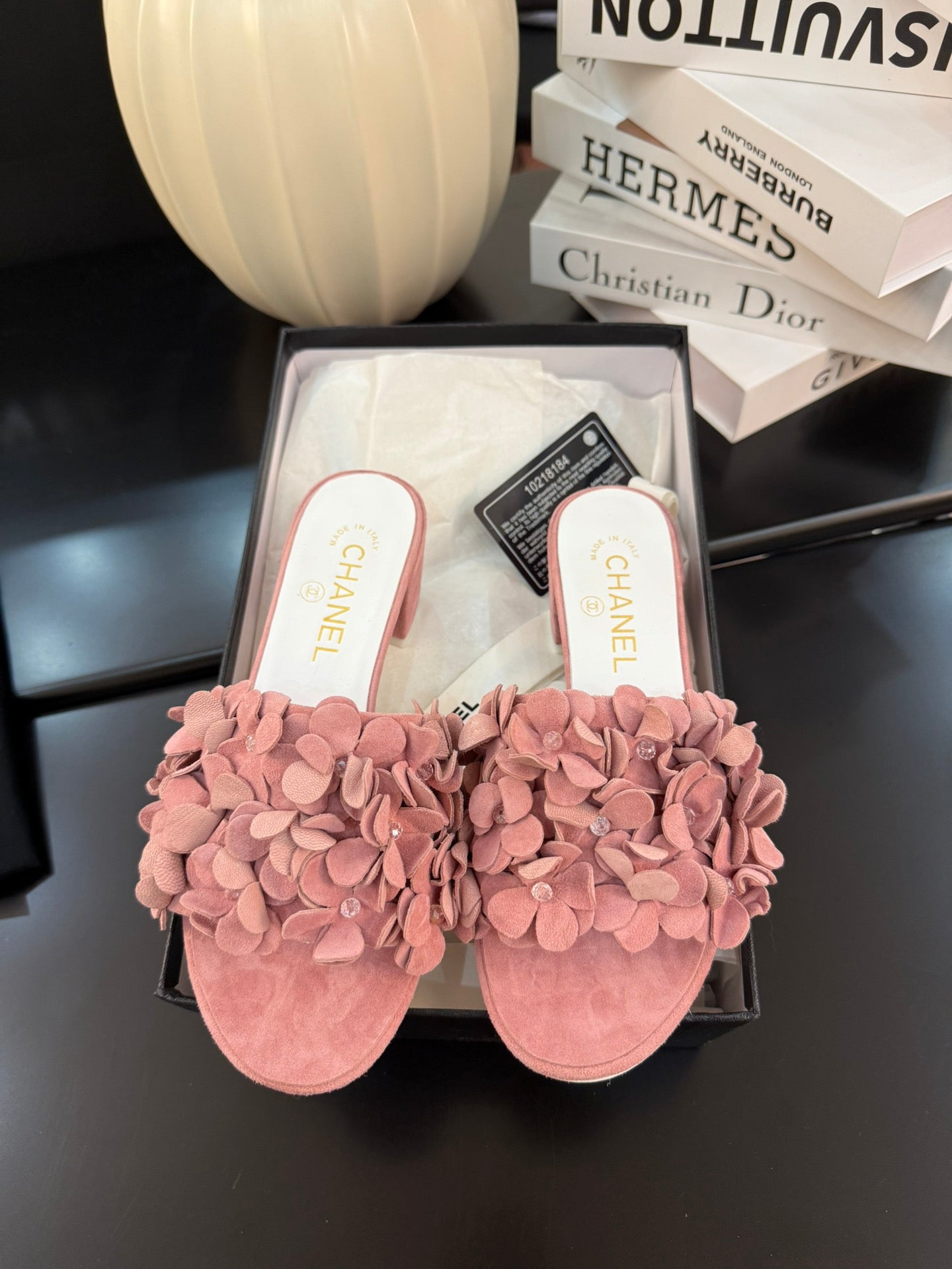 MID HEEL 45 MM MULE IN PEACH PINK SUEDE - 34