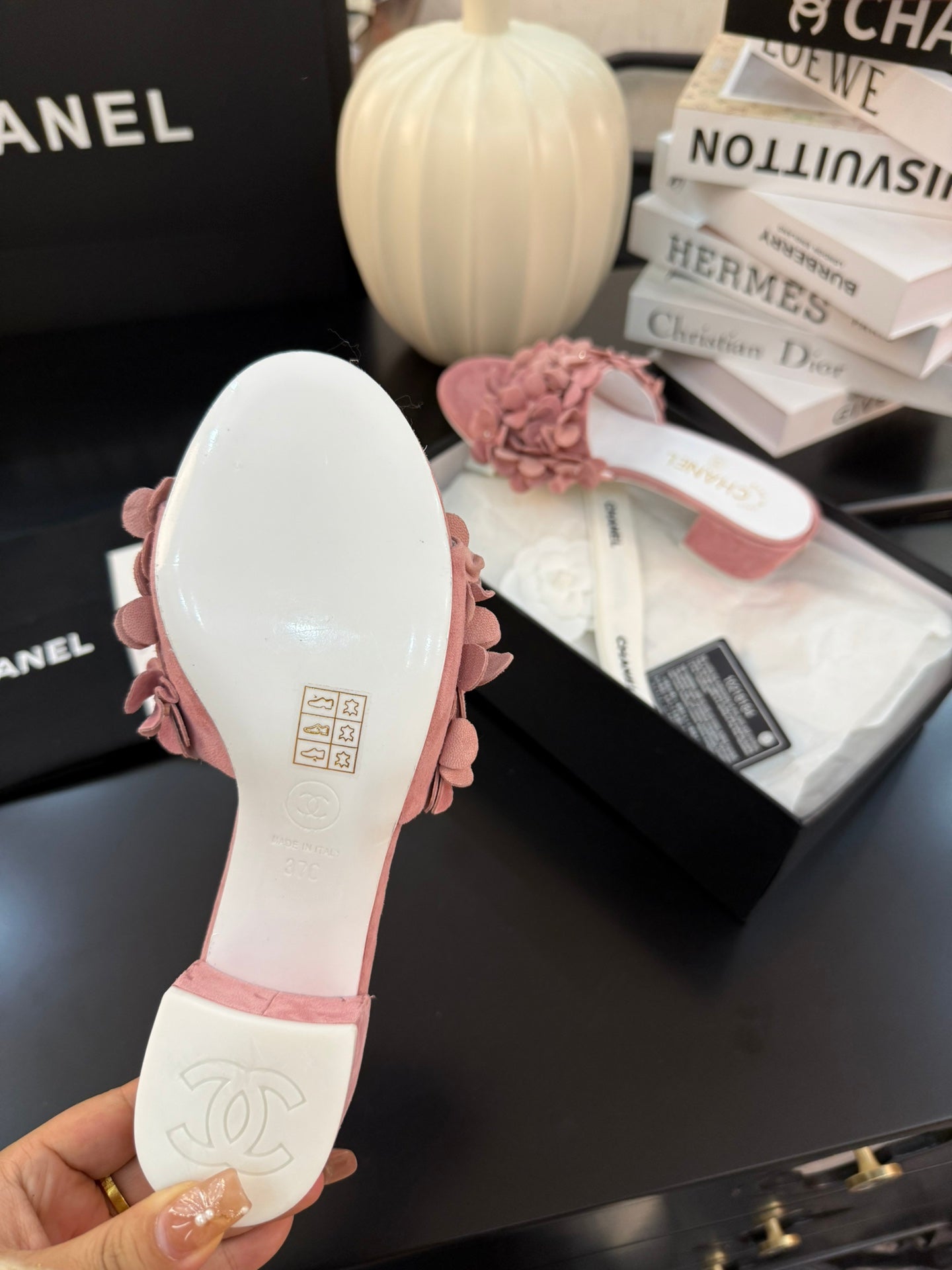 MID HEEL 45 MM MULE IN PEACH PINK SUEDE - 34