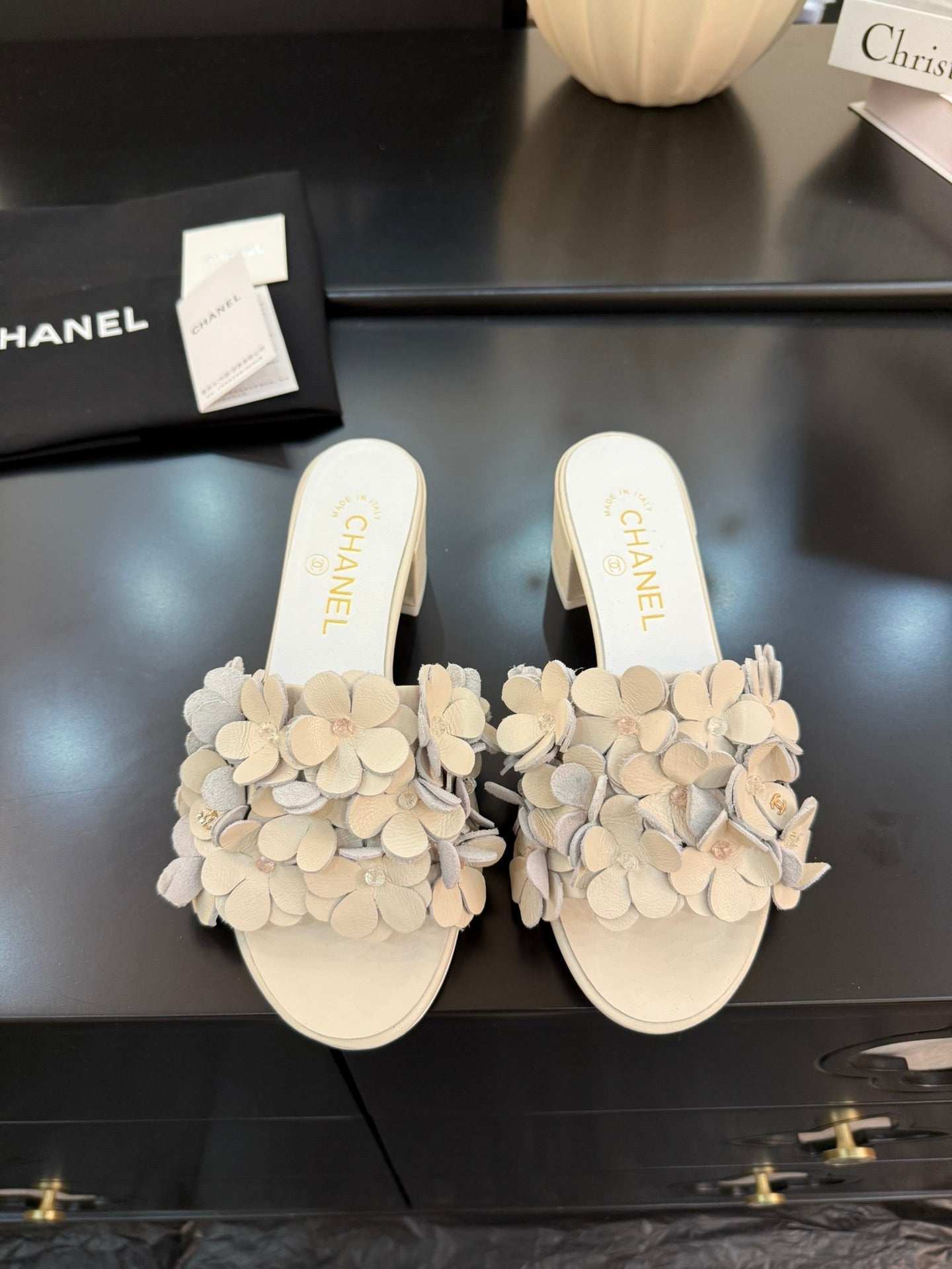 MID HEEL 45 MM MULE IN WHITE CALFSKIN - 34