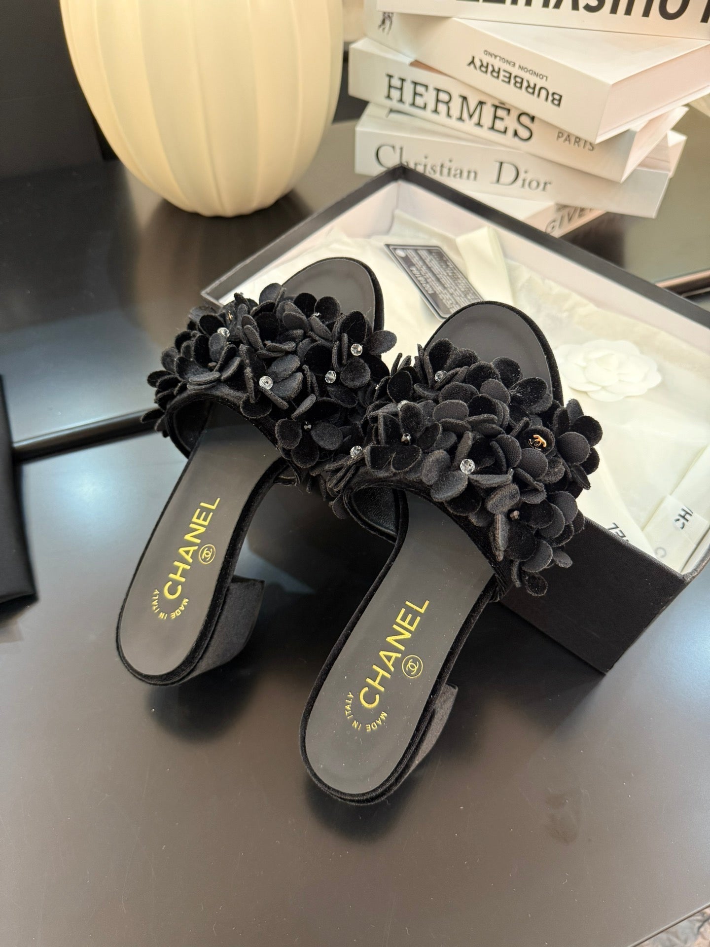 MID HEEL 45 MM MULE IN BLACK VELVET - 34