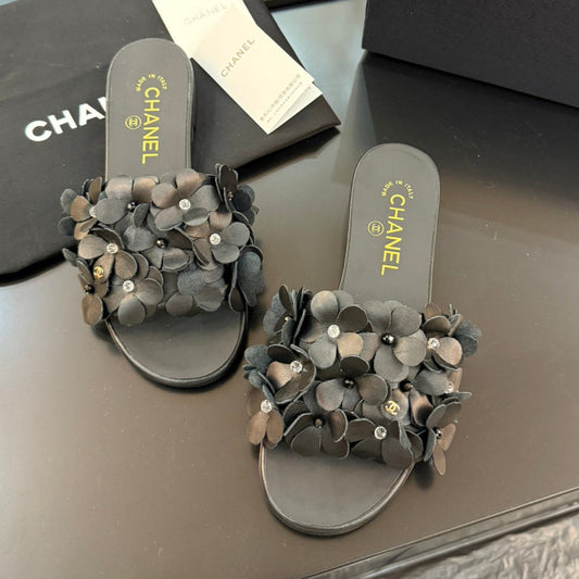 FLAT MULE 15 MM IN BLACK CALFSKIN - 34
