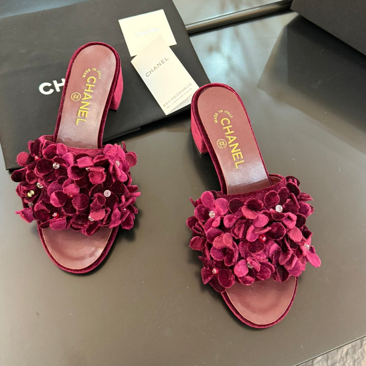 MID HEEL 45 MM MULE IN PLUM PURPLE VELVET - 34